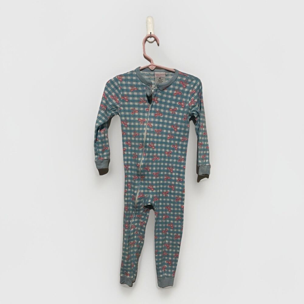 Mon Petit Checkered‎ Bow Lightweight One Piece Girls Sz 4t